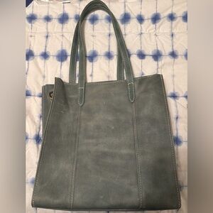 Portland Leather Goods - Lola - Large North/South Aqua zipper tote